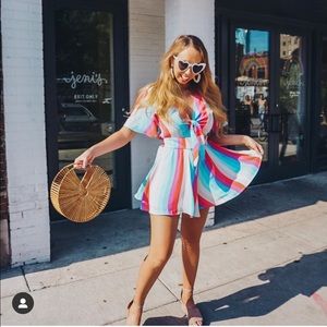 Rainbow striped romper
